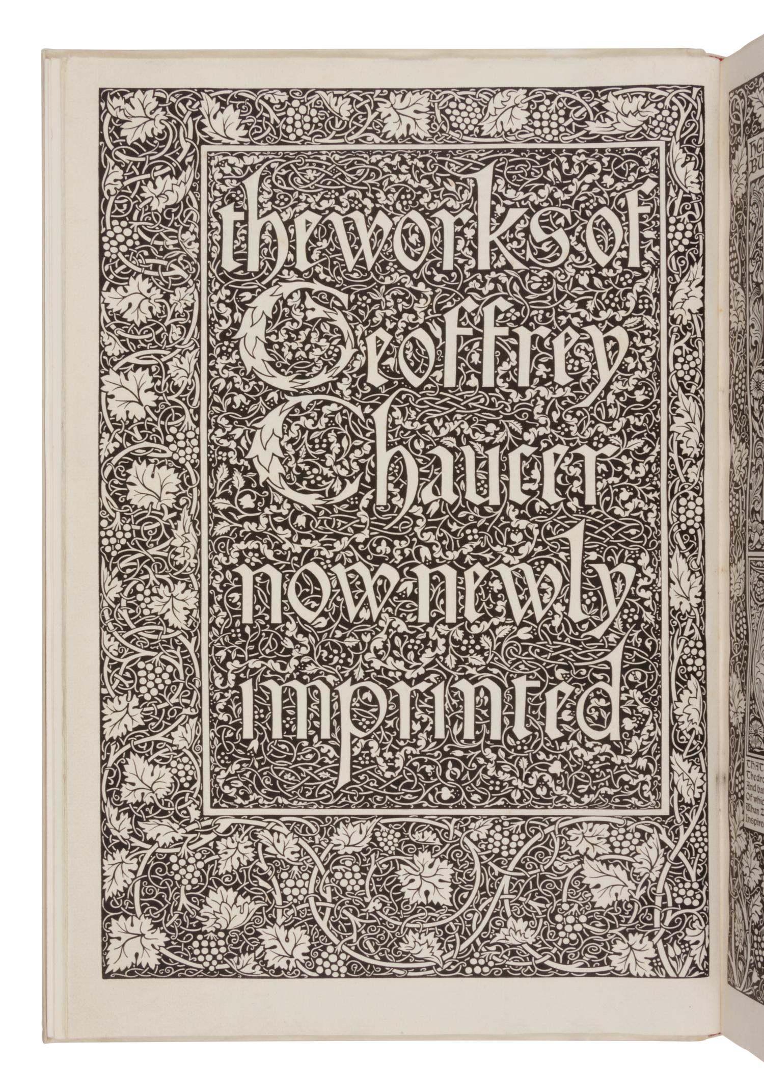 [FINE PRESS & LIVRE D'ARTISTE]. -- [KELMSCOTT PRESS]. CHAUCER, Geoffrey. The Works ... now newly imprinted . Edited by F.S. Ellis. Hammersmith: Kelmscott Press, 1896.