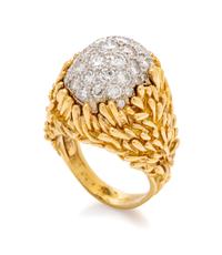 An 18 Karat Yellow Gold, Platinum and Diamond Ring, Hammerman Brothers, 12.00 dwts.