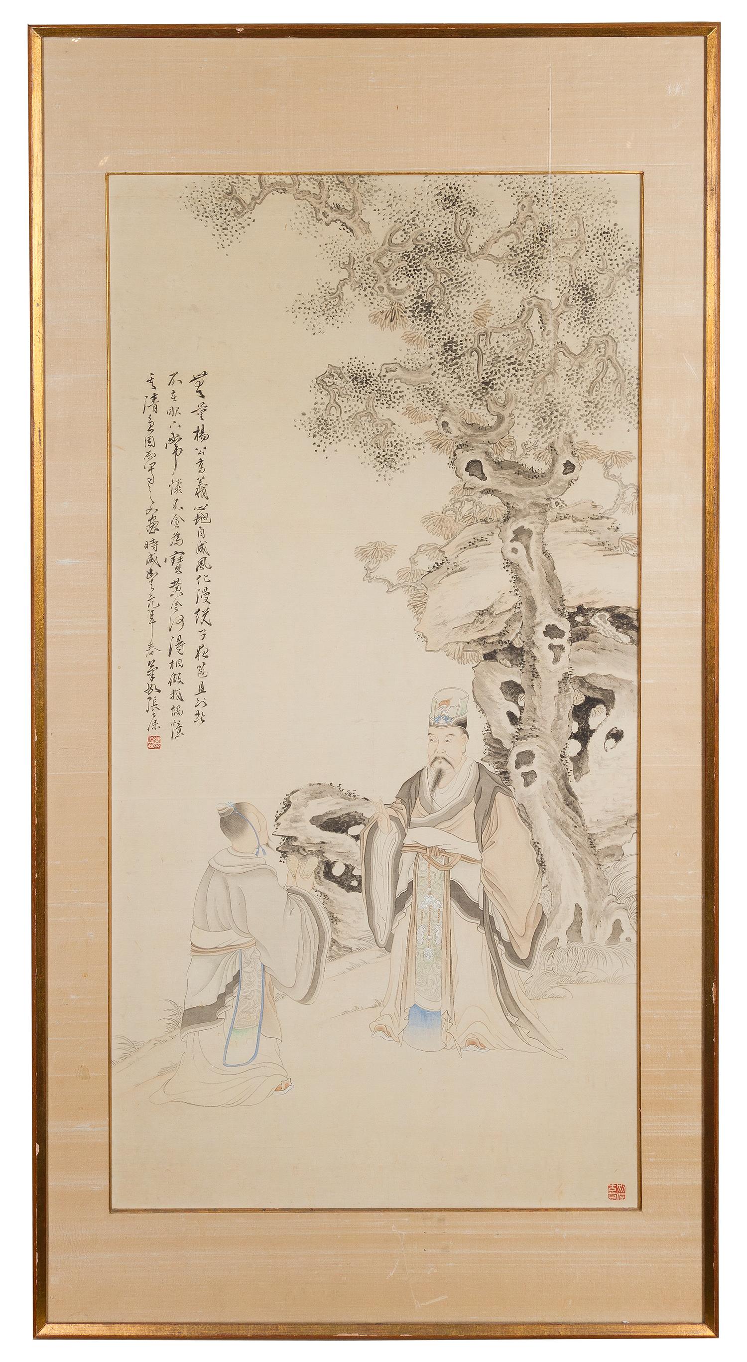 A Chinese Painting on Paper Height QING DYNASTY 47 x 24 inches. — QING DYNASTY