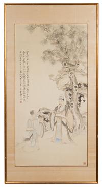 A Chinese Painting on Paper Height QING DYNASTY 47 x 24 inches. — QING DYNASTY