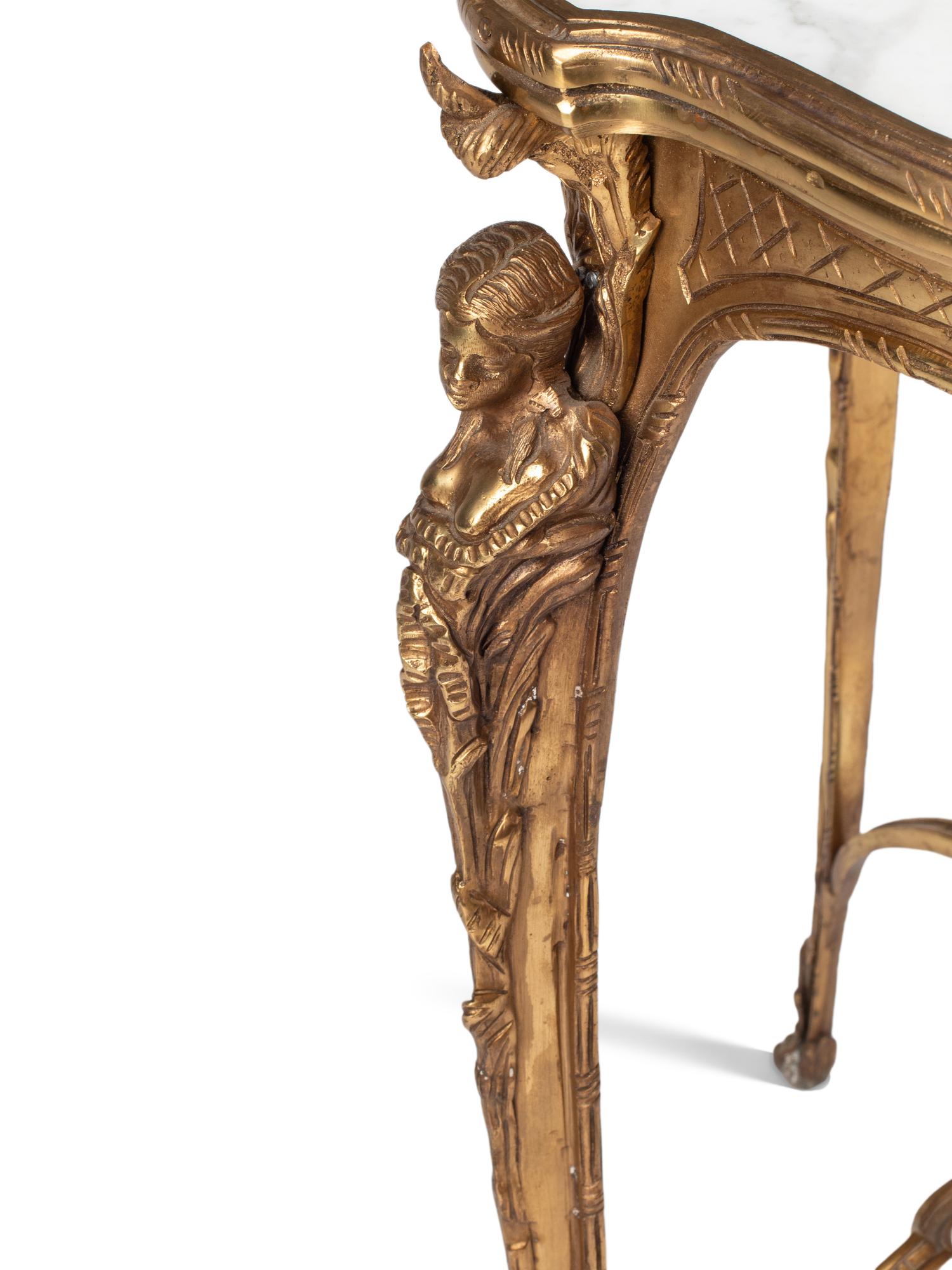 A Louis XV Style Gilt Bronze and White Marble Side Table
