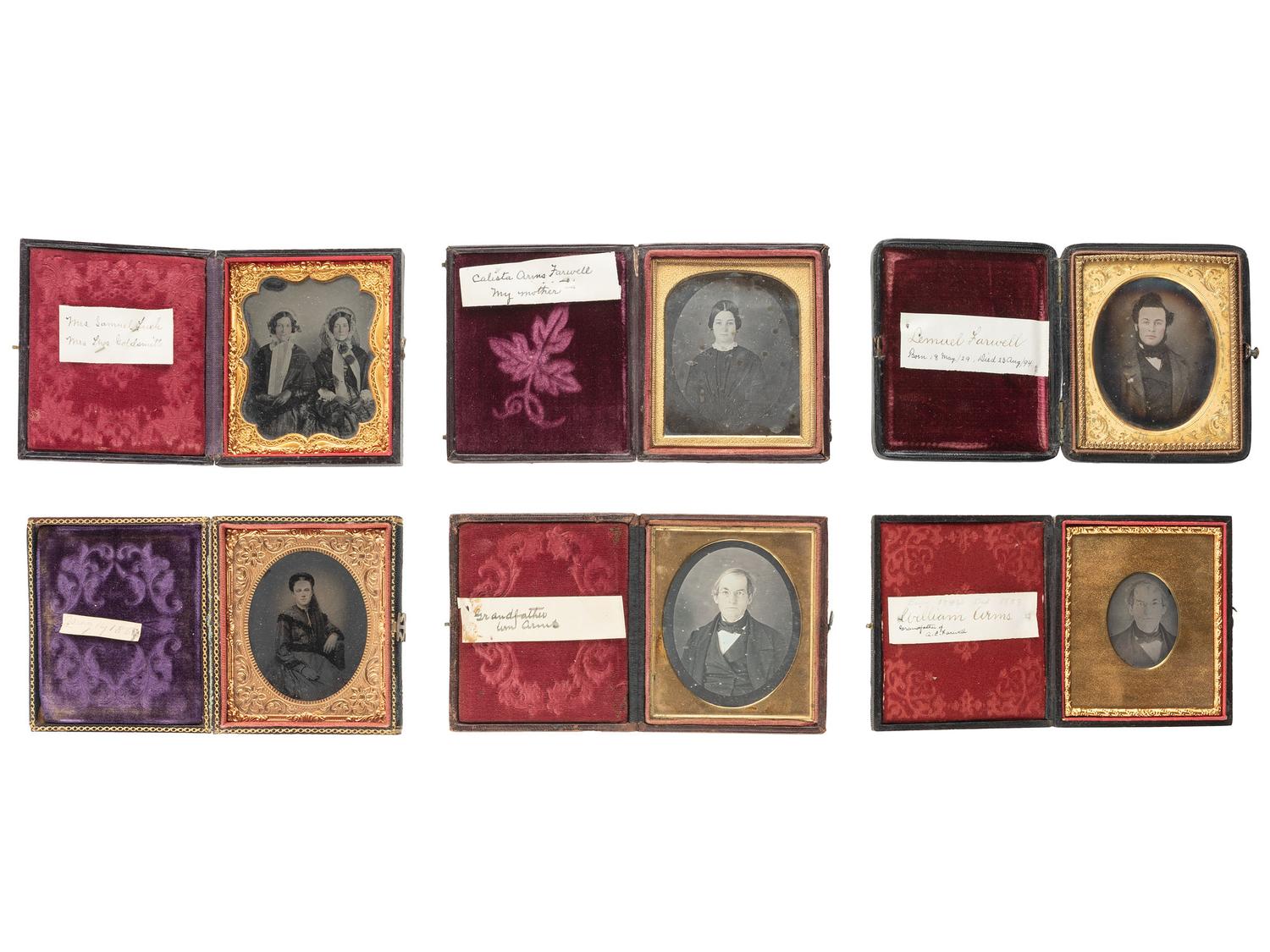 [EARLY PHOTOGRAPHY]. 20 assorted cased images, collected as associated family groups.