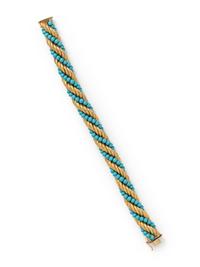 YELLOW GOLD AND TURQUOISE BRACELET