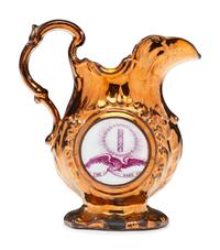 A Staffordshire Transfer-Printed Copper Lustre 'William Henry Harrison' Cream Pitcher