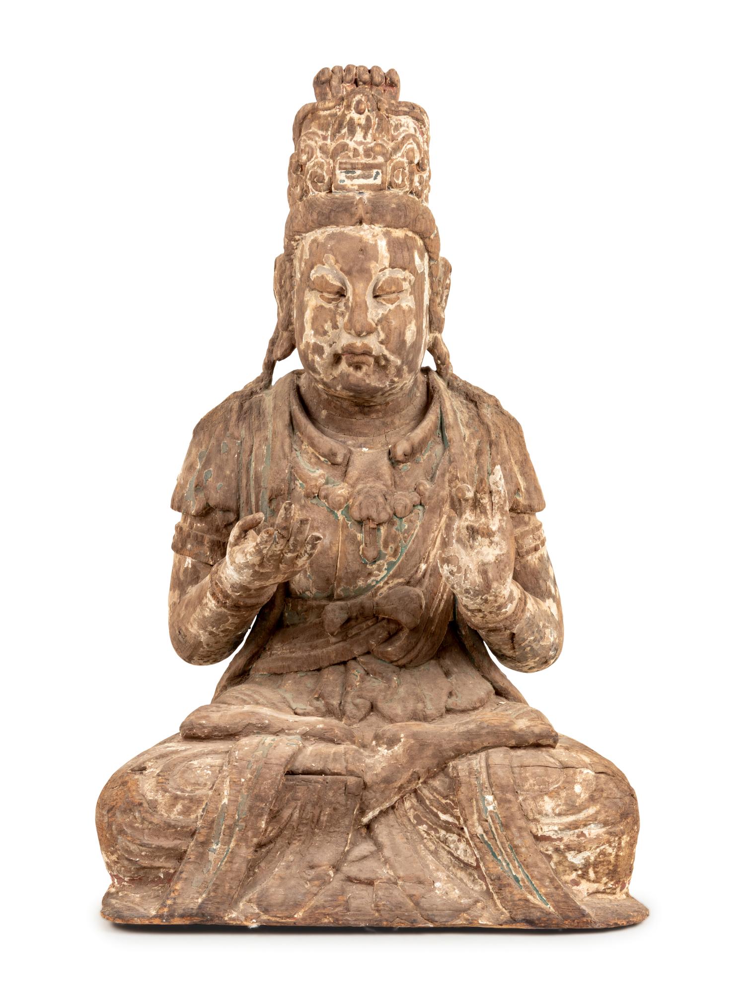 A Chinese Carved Wood Guanyin