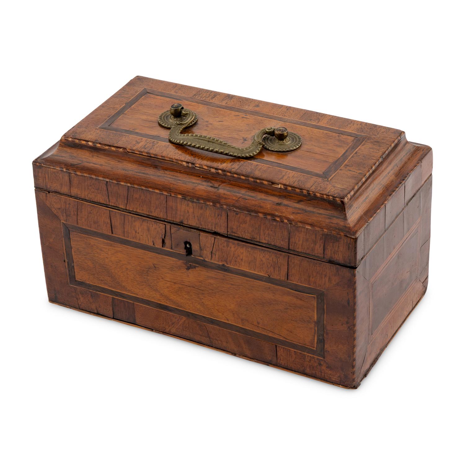 A George III Mahogany and Rosewood Inlaid Tea Caddy