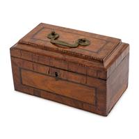 A George III Mahogany and Rosewood Inlaid Tea Caddy