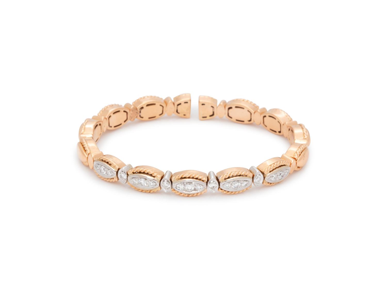 BICOLOR GOLD AND DIAMOND CUFF BRACELET