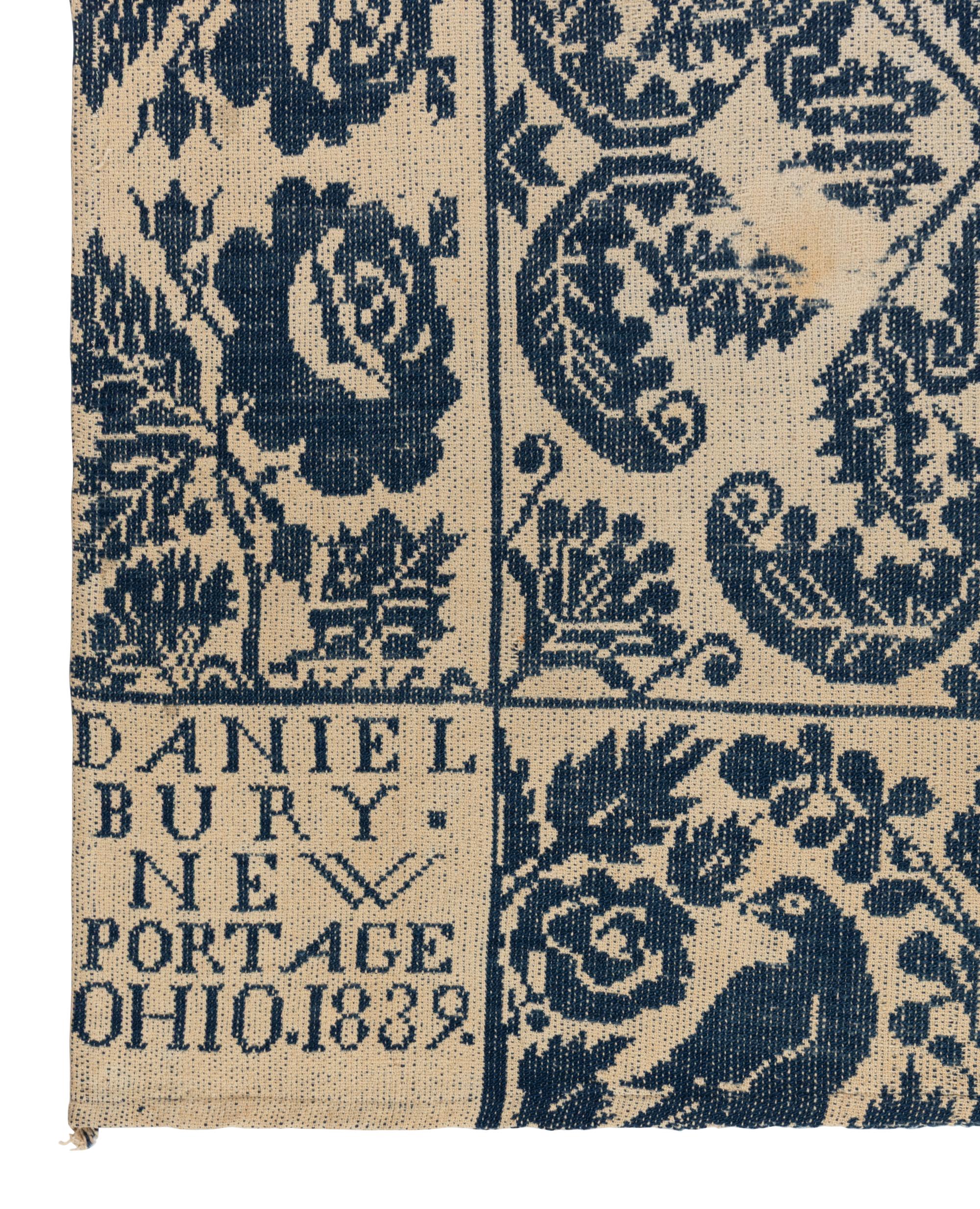 Two Cotton and Wool Jacquard Coverlets