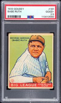 A 1933 Goudey Babe Ruth Baseball Card No. 181 (PSA 2.5 GOOD+)