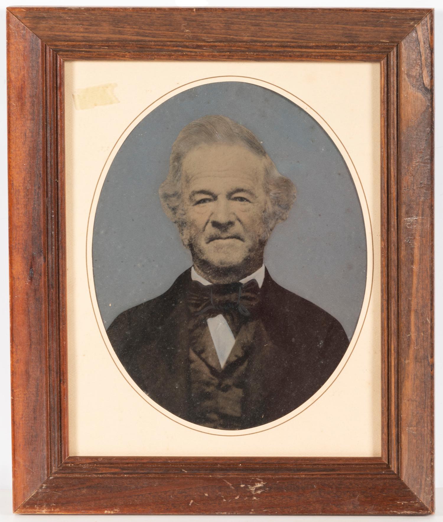 [EARLY PHOTOGRAPHY - PORTRAITURE]. A group of 10 folk art hand-painted tintypes of individual men, women, and couples, including: