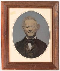 [EARLY PHOTOGRAPHY - PORTRAITURE]. A group of 10 folk art hand-painted tintypes of individual men, women, and couples, including: