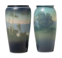 Two Artist Decorated Rookwood Pottery Vellum Vases