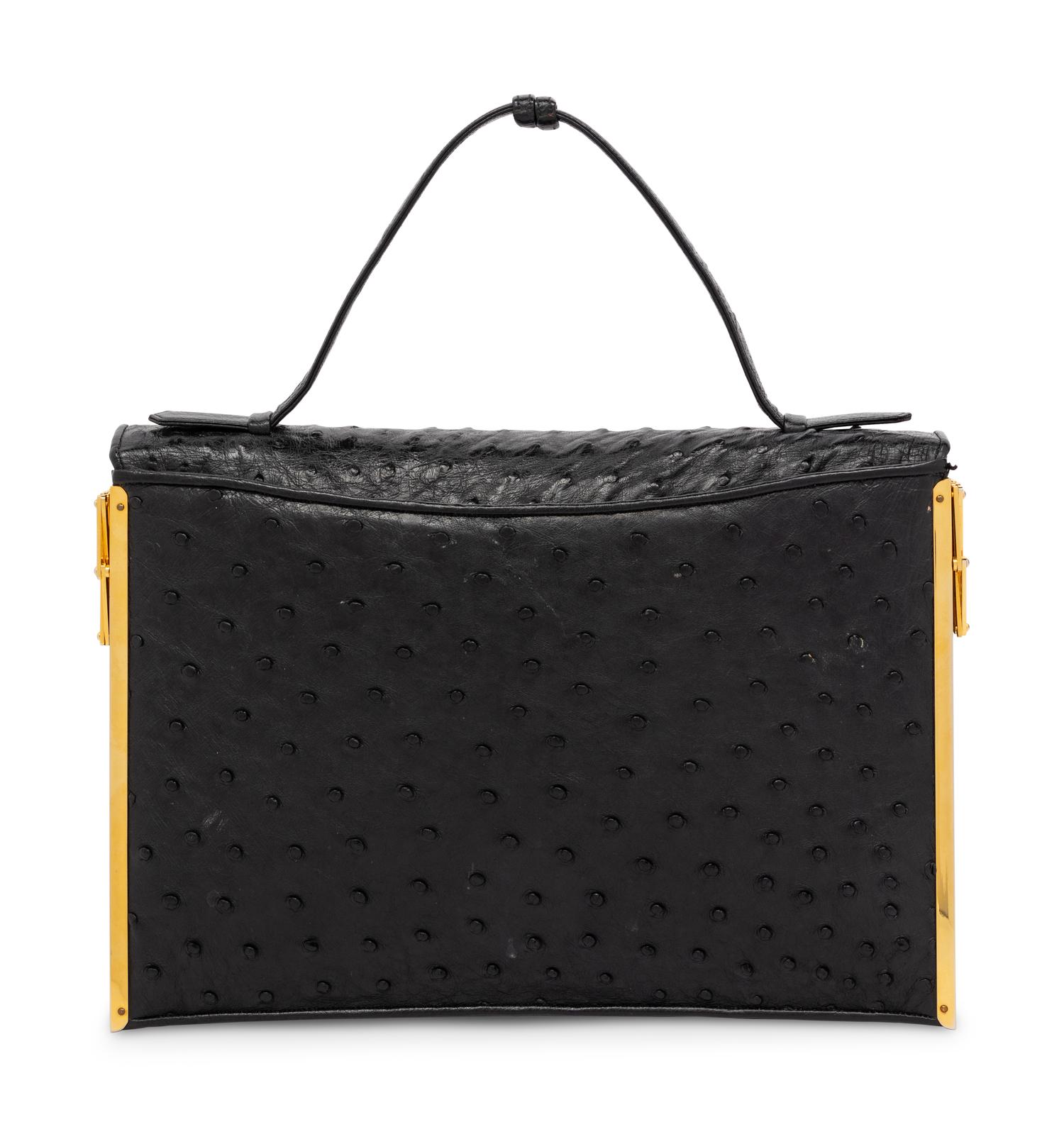 Judith Leiber Ostrich Accordion Handbag, 1980-90s