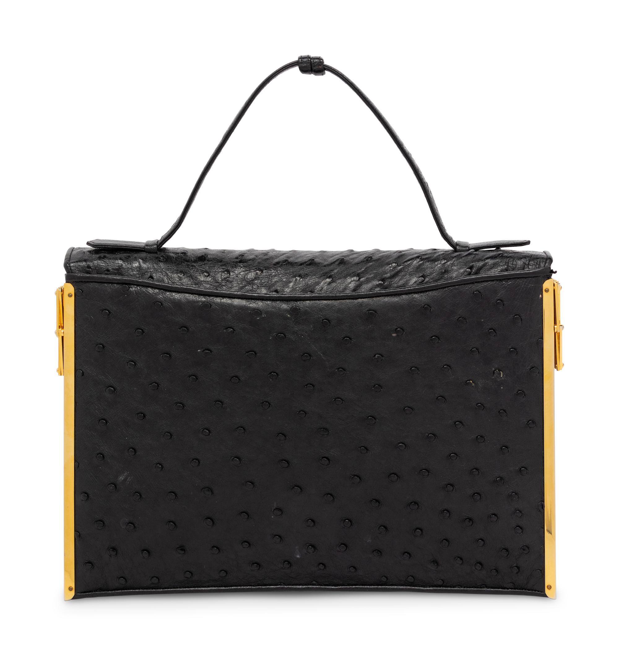 Judith Leiber Ostrich Accordion Handbag, 1980-90s