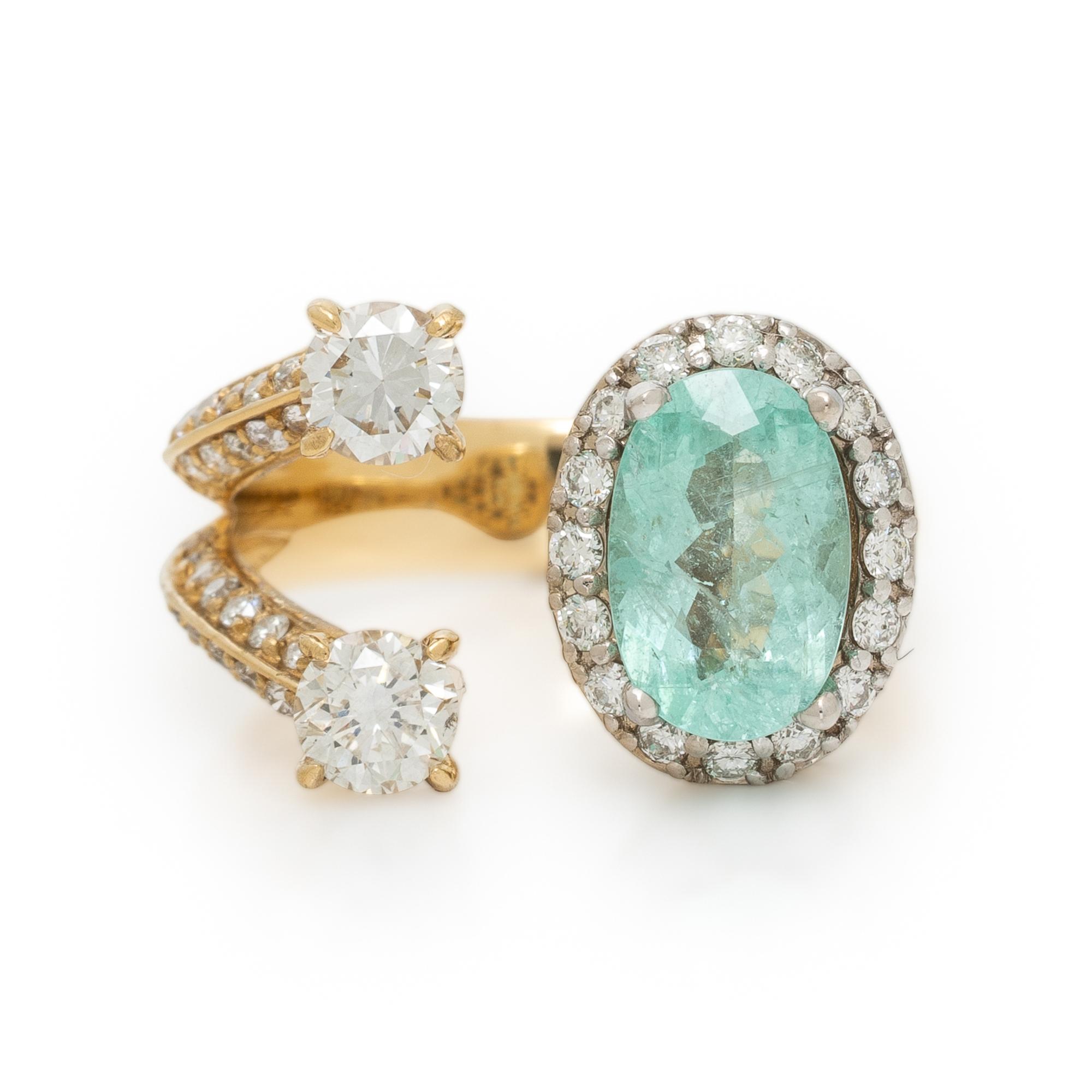 PARAIBA-TYPE TOURMALINE AND DIAMOND RING