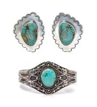 A Collection of Silver and Turquoise Jewelry, 34.70 dwts.
