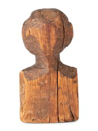 A Folk Art Carved Wood Female Head