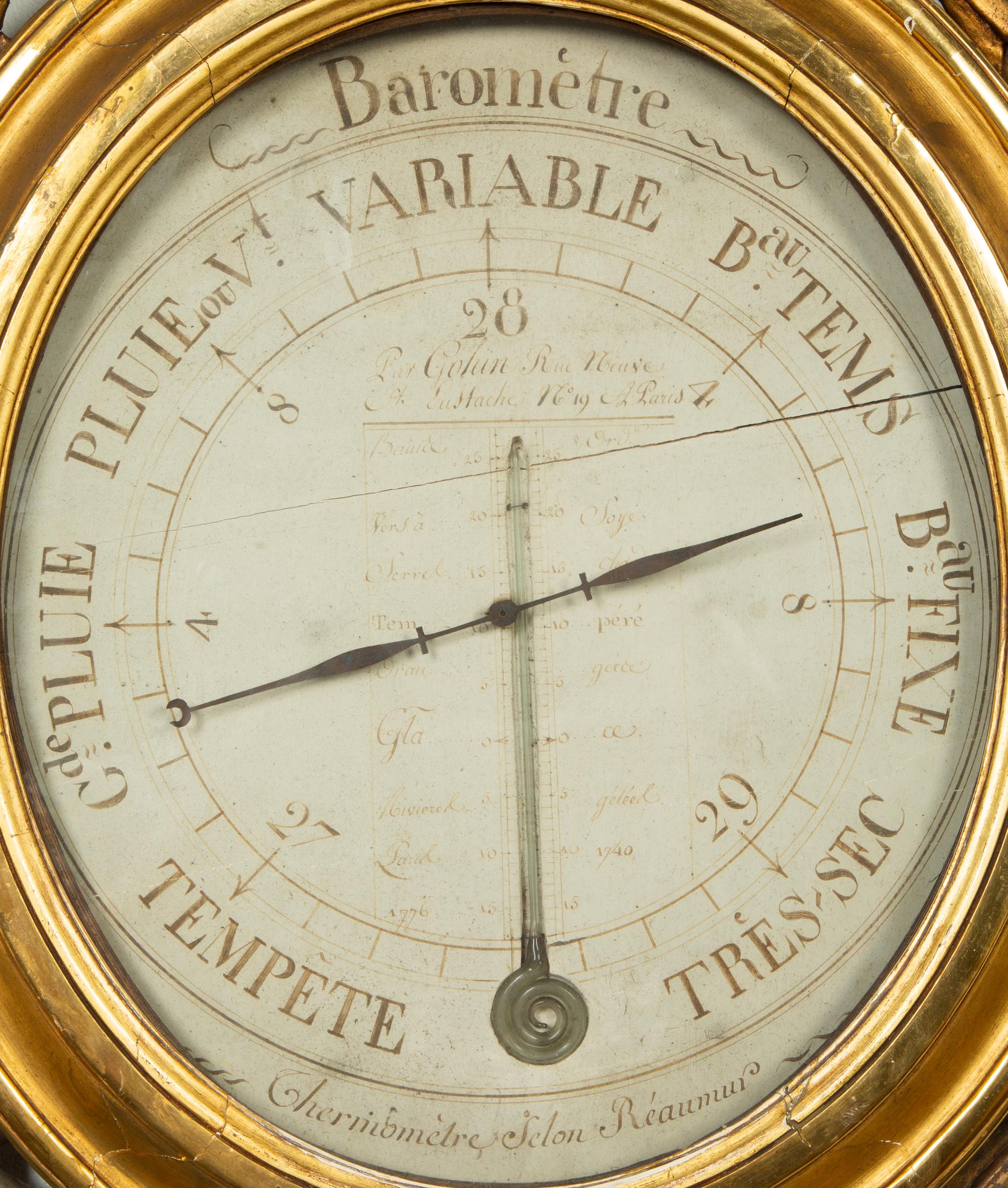 A French Empire Giltwood Barometer/Thermometer — 18TH/19TH CENTURY