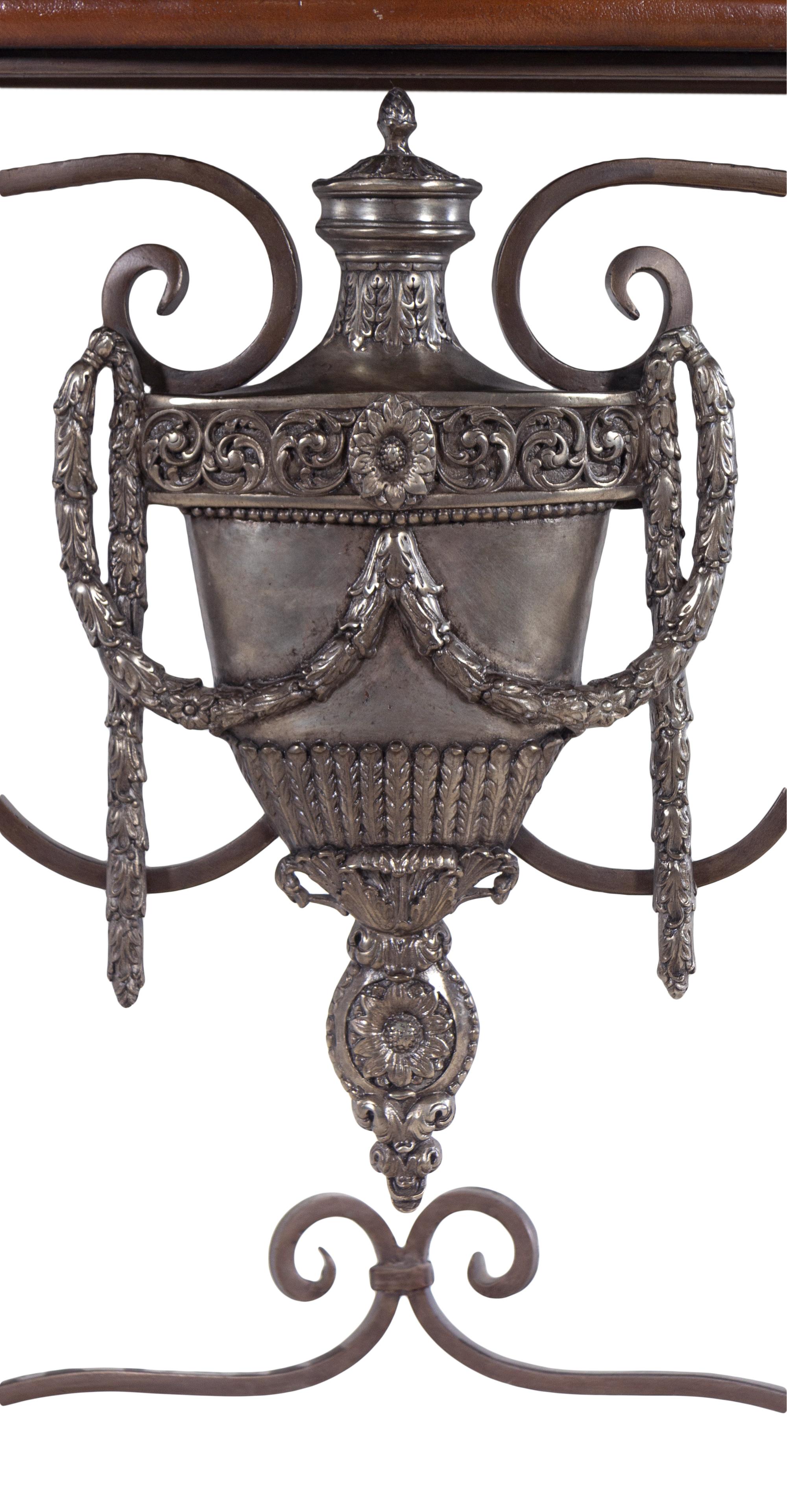 A French Style Wrought and Silvered Metal Console Table