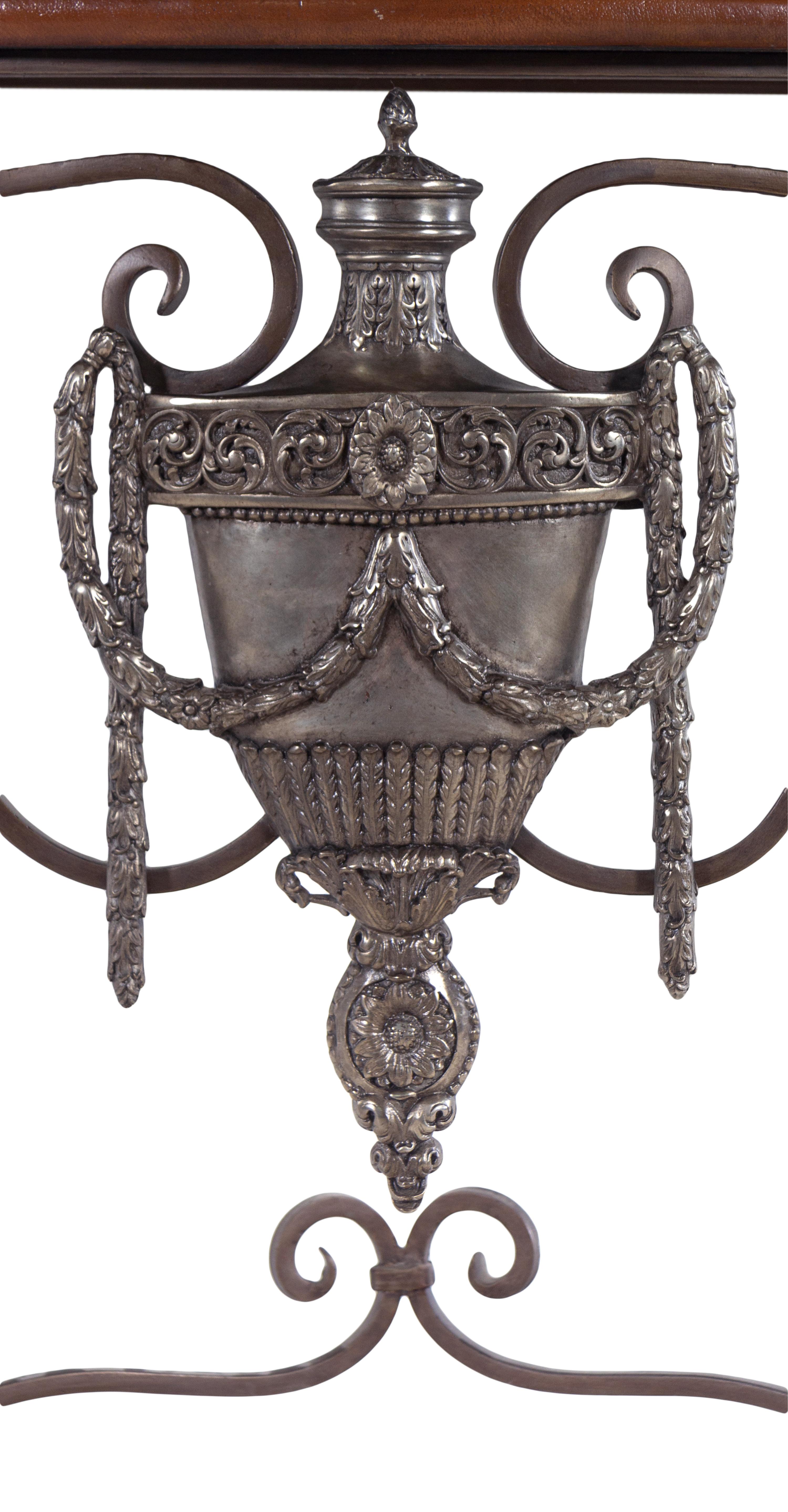 A French Style Wrought and Silvered Metal Console Table