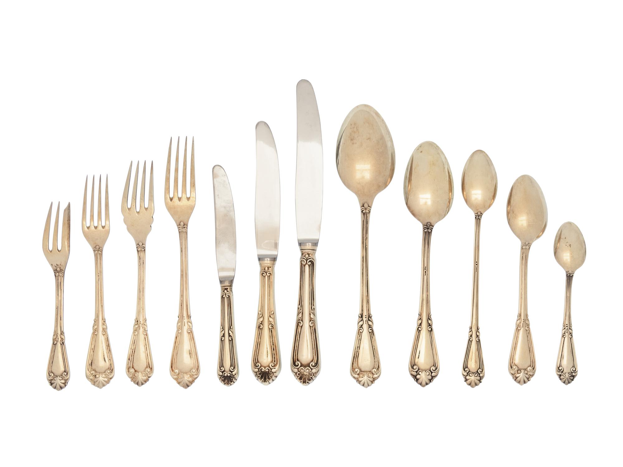 A Portuguese Silver Flatware Service