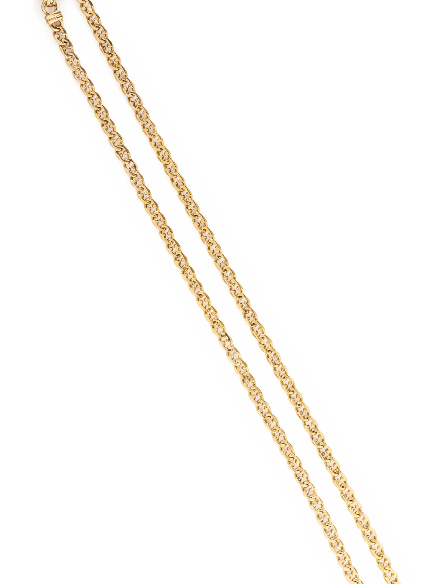 BALESTRA, YELLOW GOLD AND DIAMOND LONG CHAIN NECKLACE