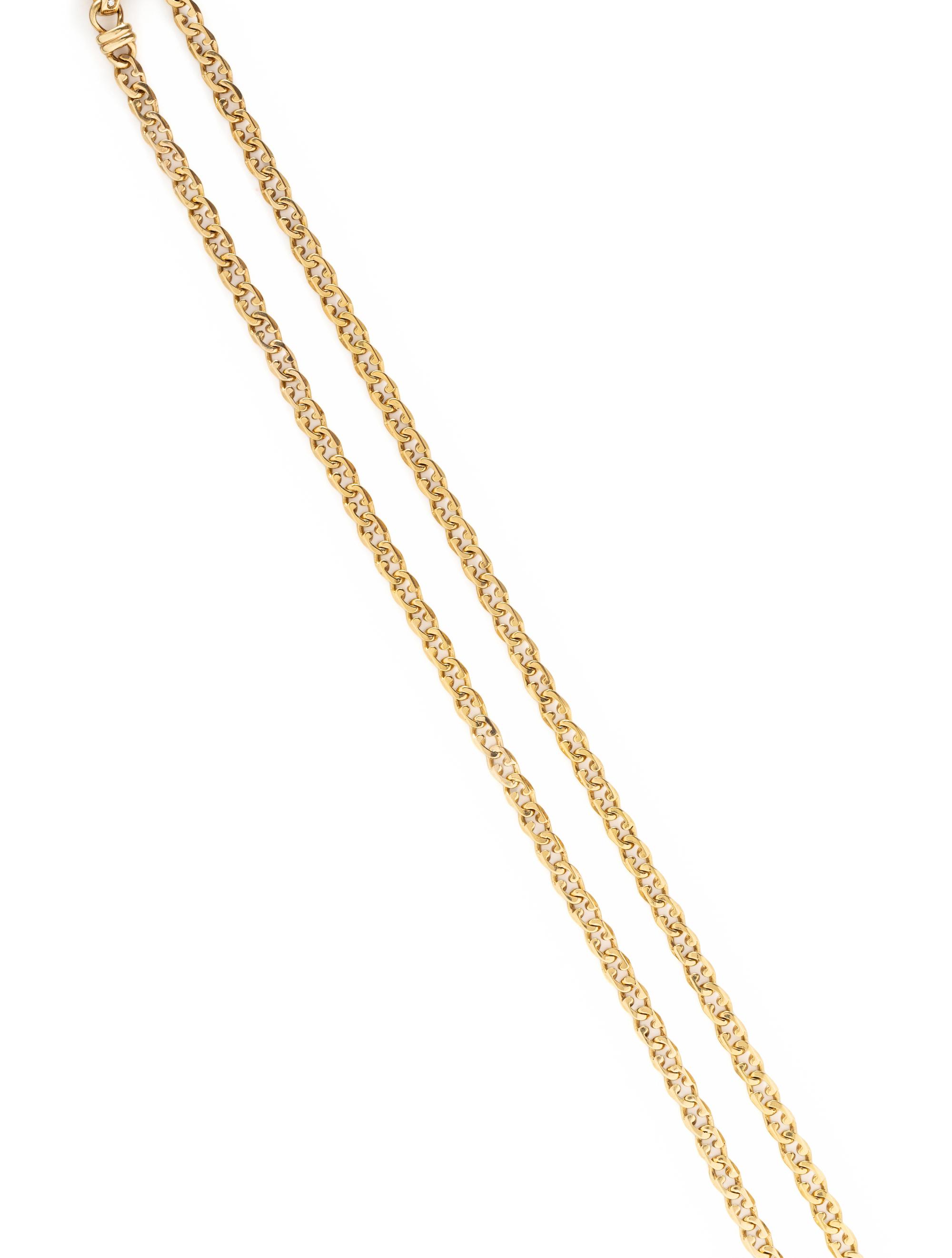 BALESTRA, YELLOW GOLD AND DIAMOND LONG CHAIN NECKLACE
