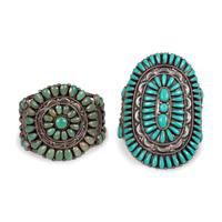 Navajo Silver and Turquoise Cluster Cuff Bracelets