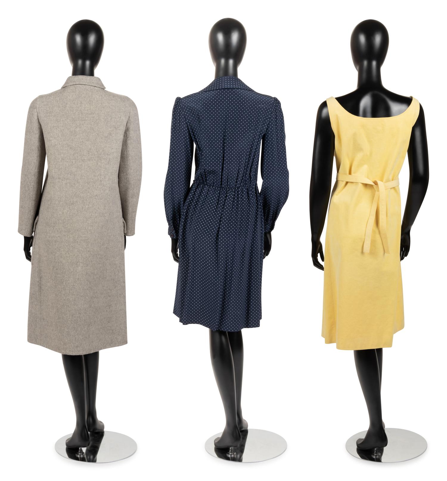 Three Halston Items: Two Dresses and a Coat, 1970s