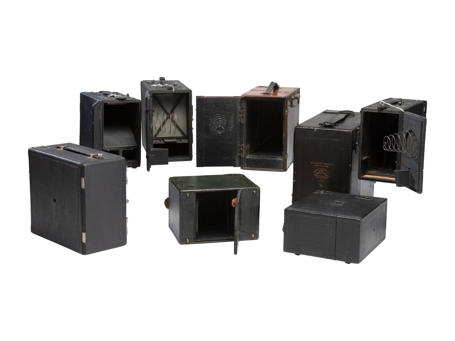 [CAMERAS]. 8 falling plate cameras, including