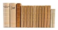 (BINDINGS) 15 books bound in shades of cream and light brown.