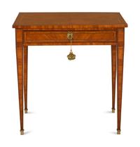 A Louis XVI Satinwood and Walnut Parquetry One-Drawer Stand
