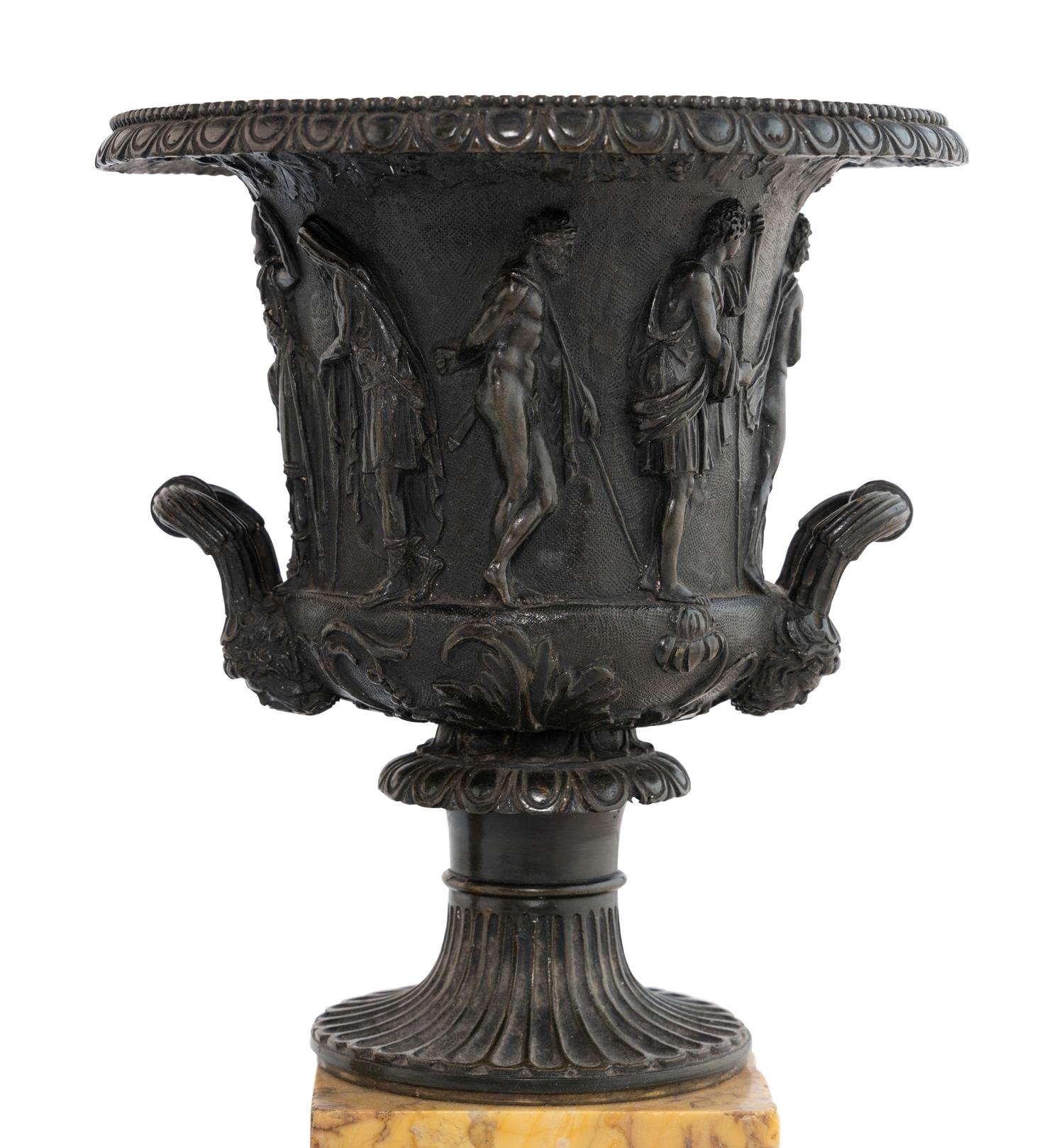 A Pair of French Marble and Bronze Campagna Urns