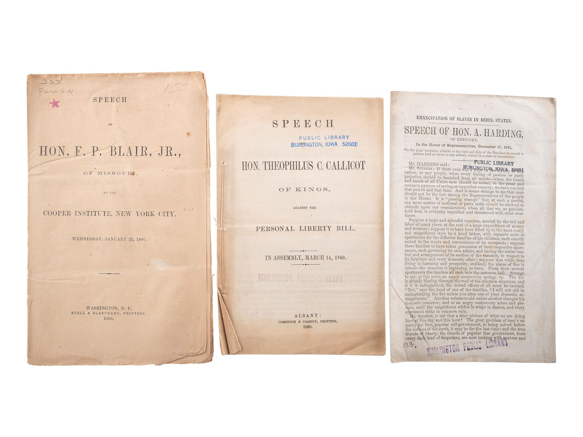 [SLAVERY, ABOLITION & EMANCIPATION]. A group of 40 antebellum and Civil War-era pamphlets on enslavement, abolition, emancipation, and colonization, comprising: