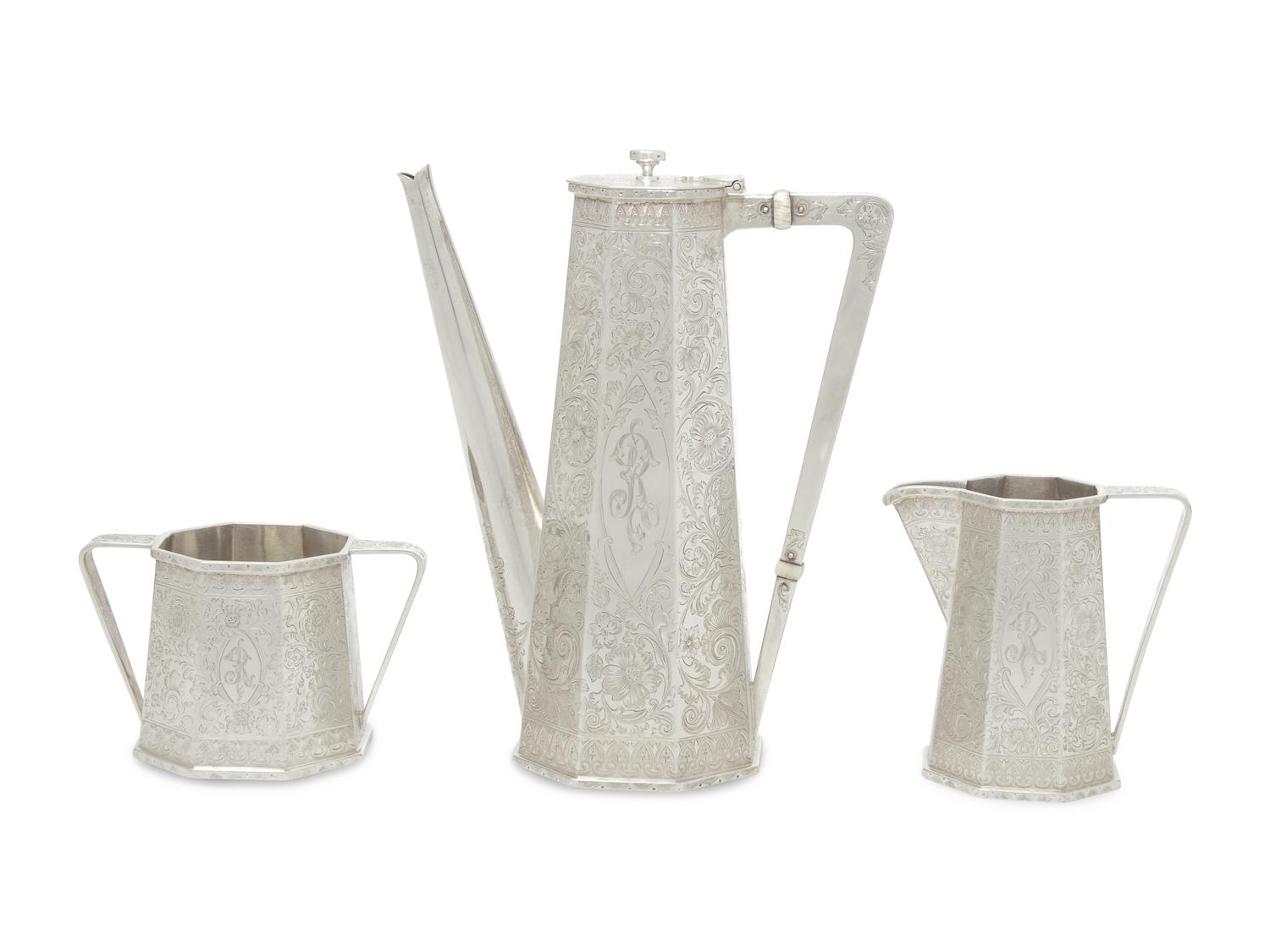 An American Silver Three-Piece Coffee Service