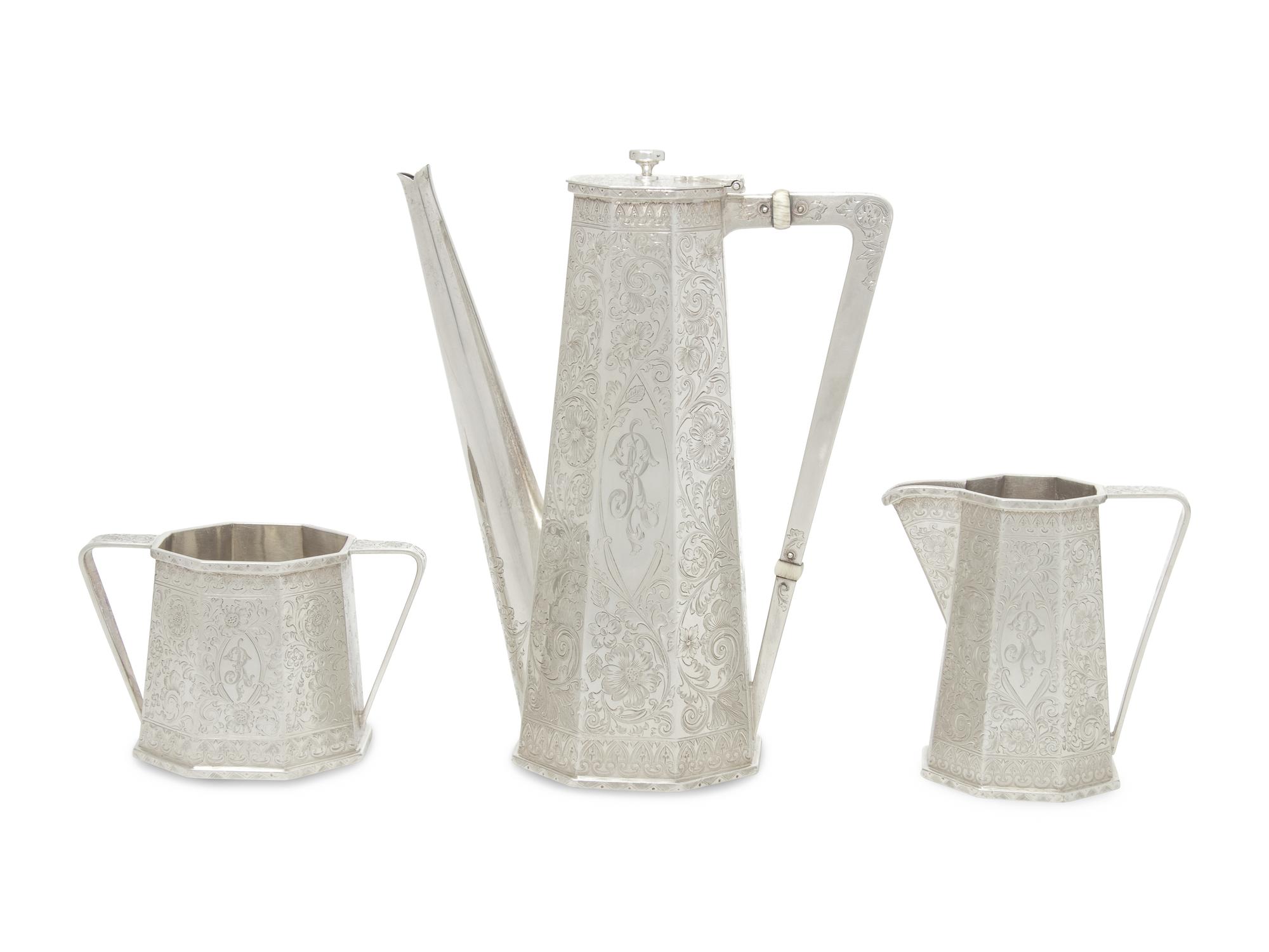 An American Silver Three-Piece Coffee Service