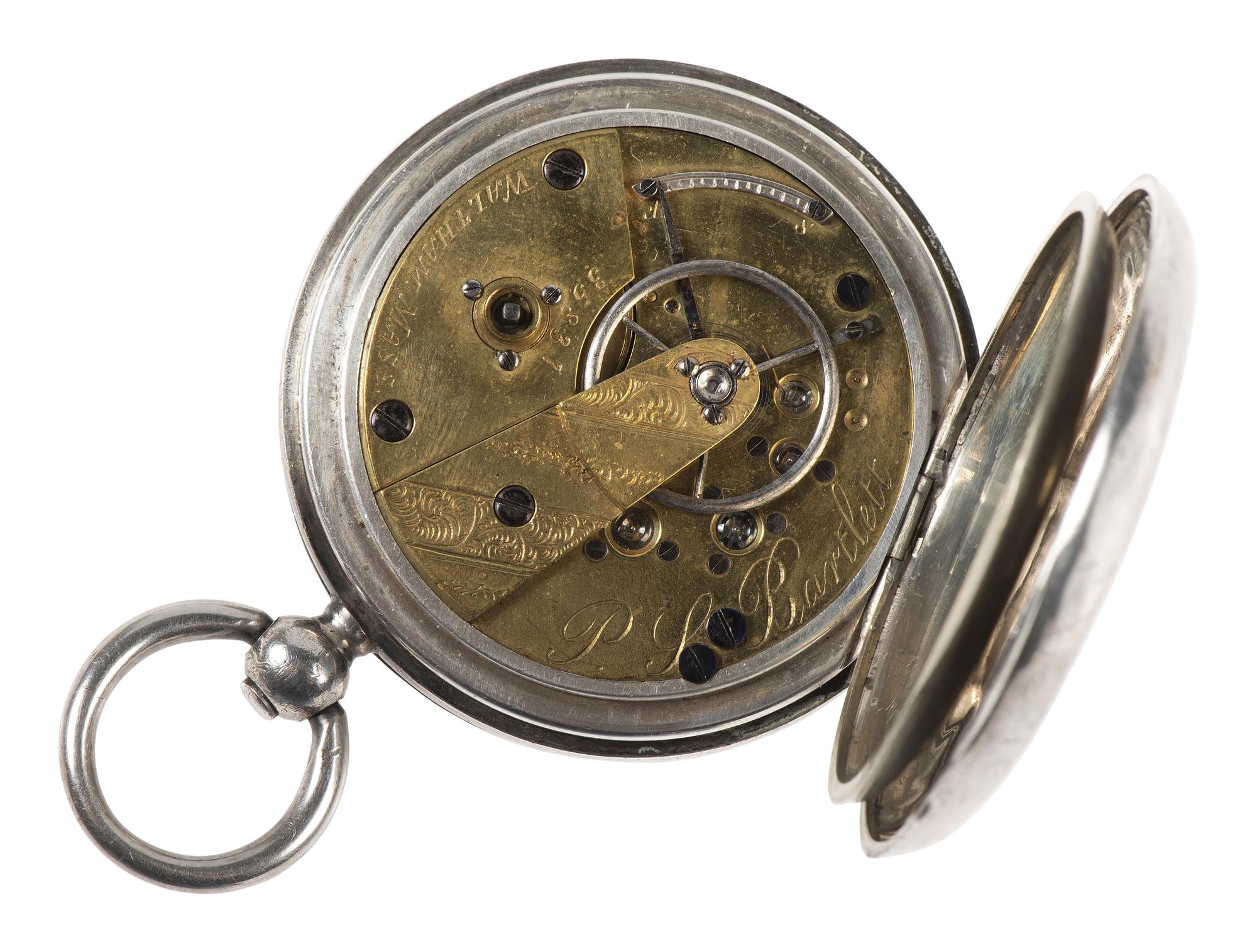 [WATCHES]. A group of 3 pocket watches, including one inscribed with a patriotic motif.