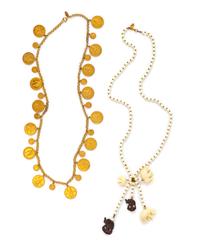 Two Miriam Haskell Necklaces; one with elephants, one with coins,
