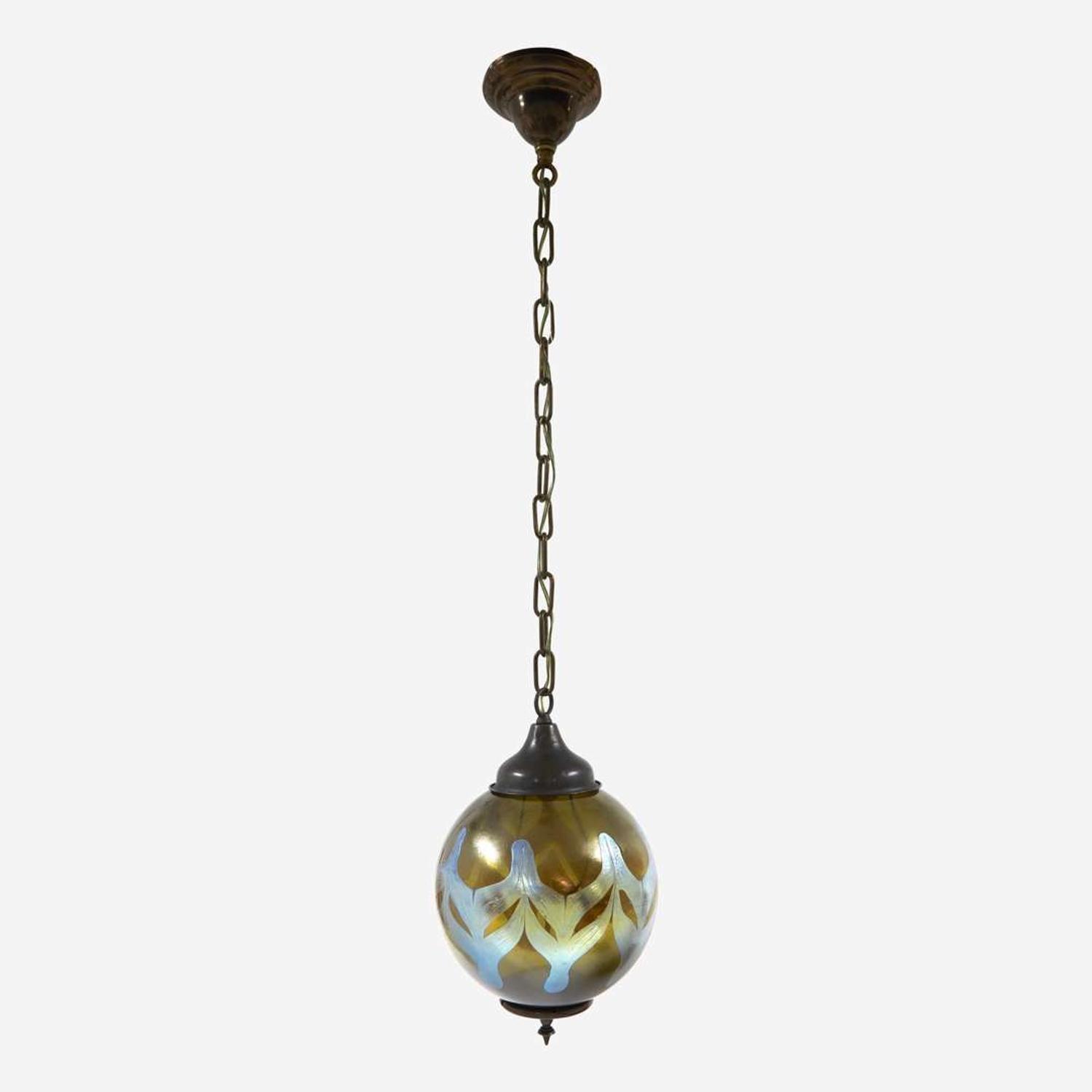 Attributed to Johan Loetz Witwe, Possibly for Josef Hoffmann (Austrian, 1870-1956) Pendant Light, early 20th century