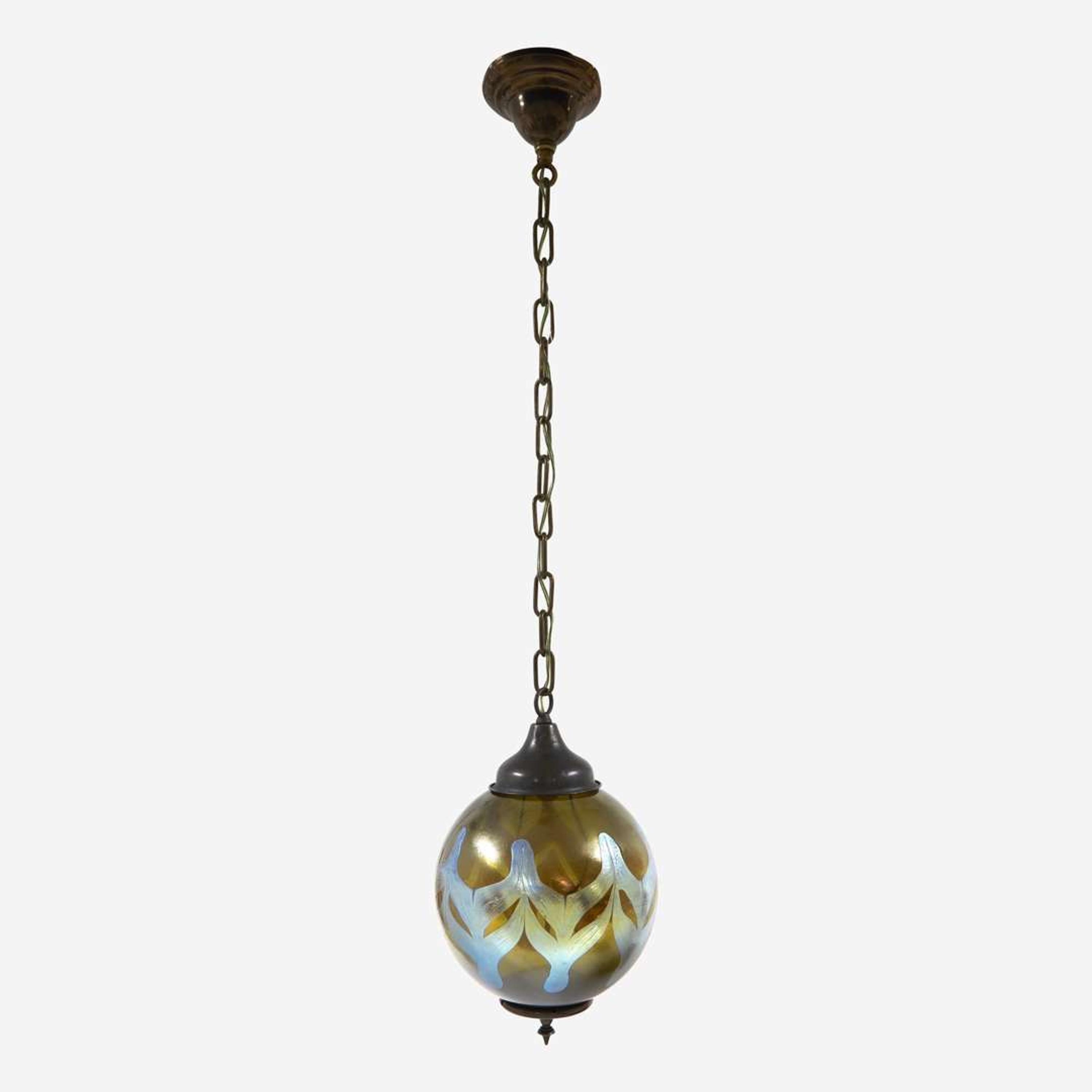 Attributed to Johan Loetz Witwe, Possibly for Josef Hoffmann (Austrian, 1870-1956) Pendant Light, early 20th century