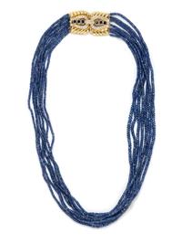 YELLOW GOLD, SAPPHIRE AND DIAMOND BEAD NECKLACE