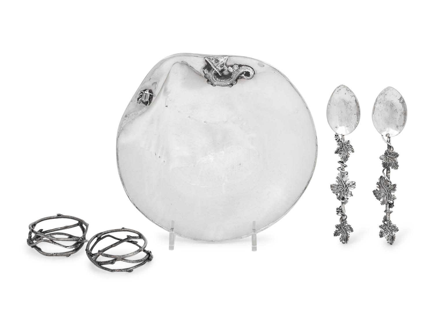 A Steven Dweck Silver-Mounted Mother of Pearl Dish