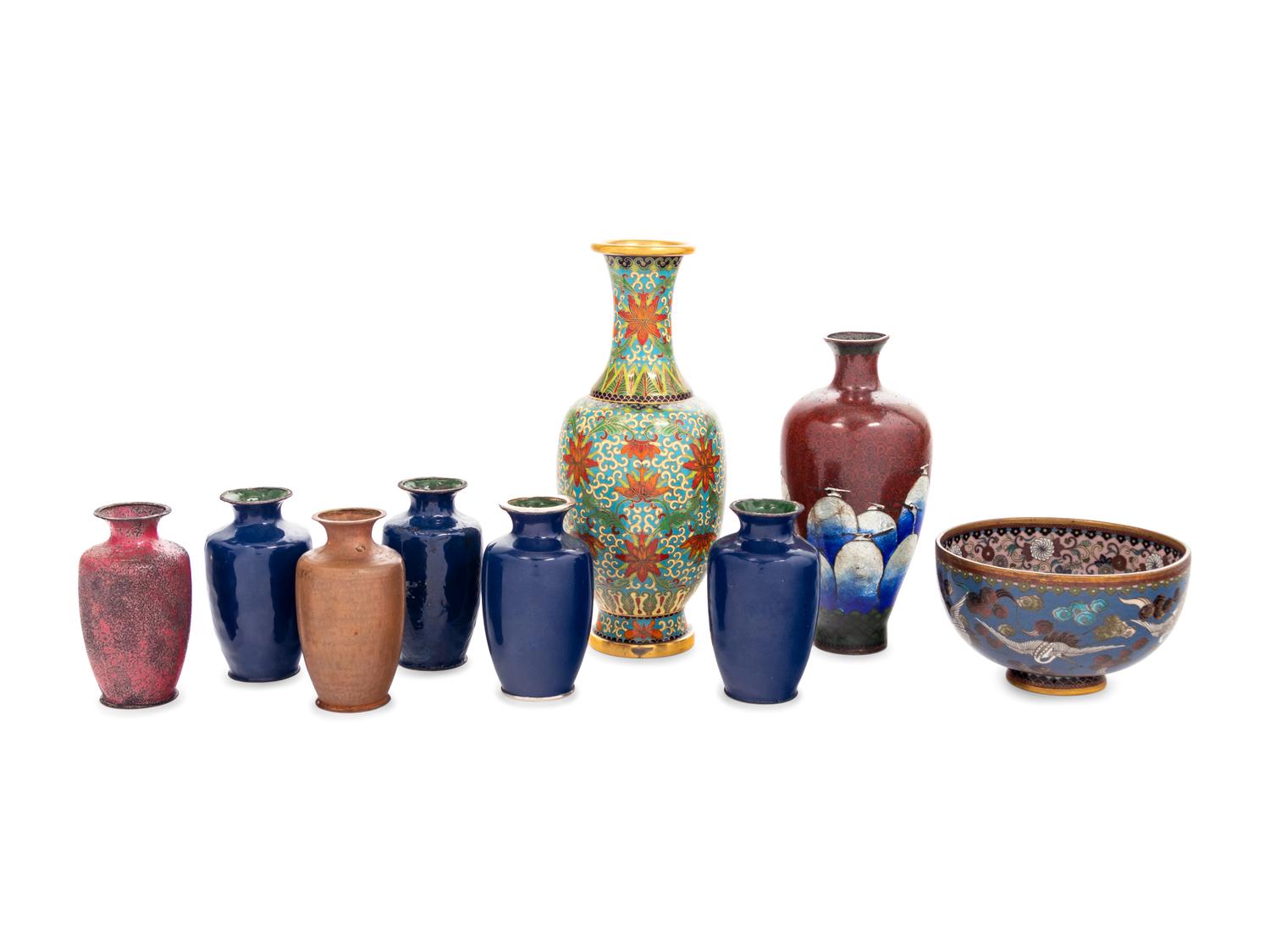 Nine Japanese Cloisonné Enamel Articles