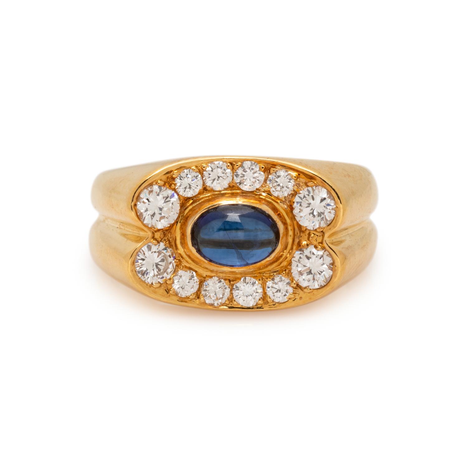 SCHLUGER, YELLOW GOLD, SAPPHIRE AND DIAMOND RING