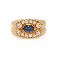 SCHLUGER, YELLOW GOLD, SAPPHIRE AND DIAMOND RING
