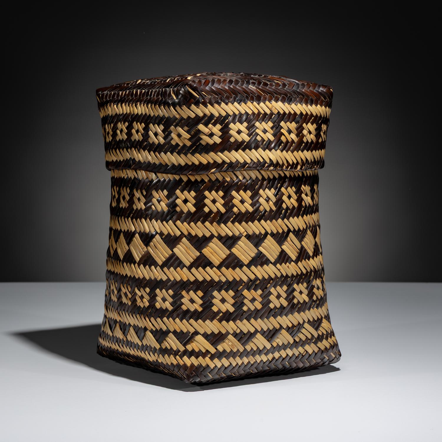 Double-Walled River Cane Lidded Basket