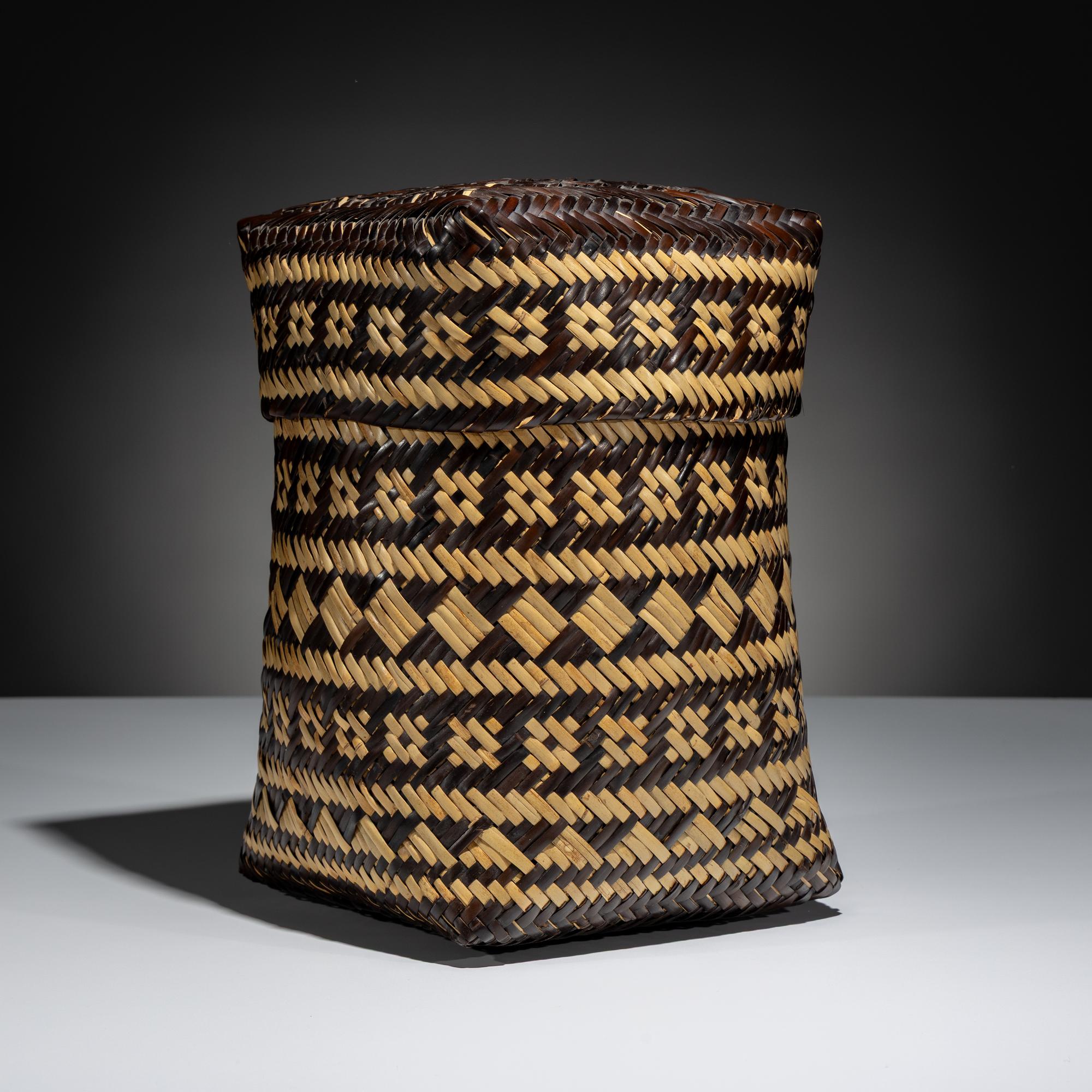 Double-Walled River Cane Lidded Basket