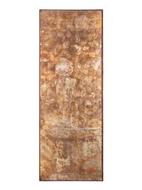 A Silver and Gilt Decorated Leather Four-Panel Screen