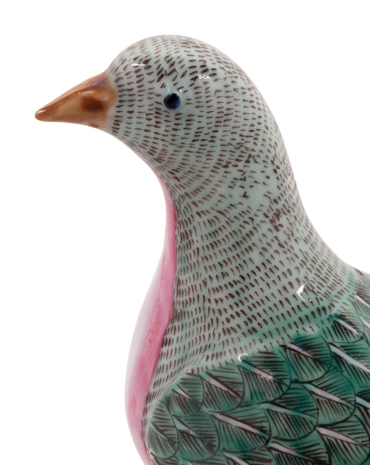 A Pair of Chinese Export Famille Rose Porcelain Birds